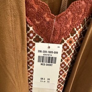 Hollister spaghetti strap Mini Dress with faux brown suede cover-up top
